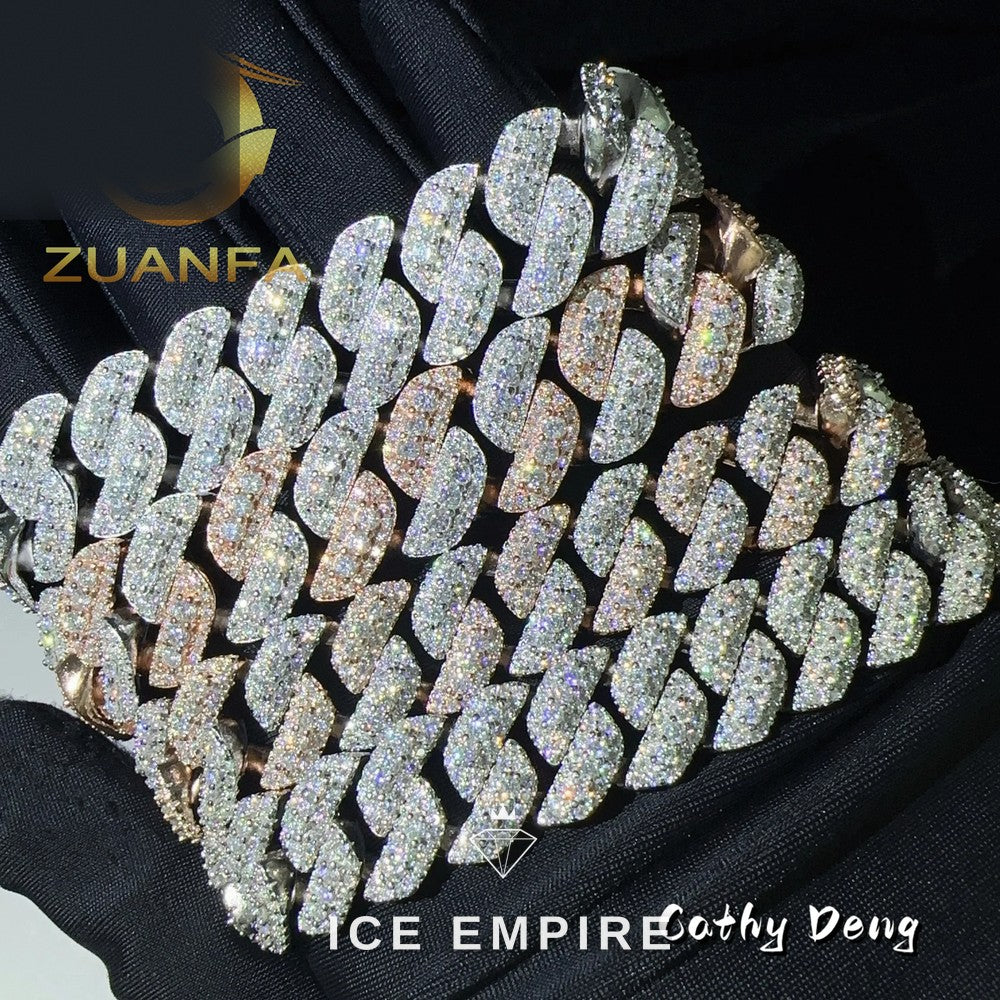 Iced Out Rose Gold Plated Moissanite Cuban Chain