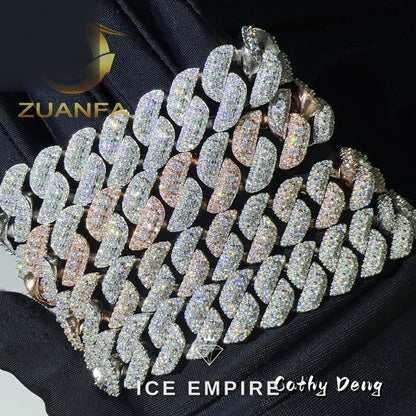 Iced Out Rose Gold Plated Moissanite Cuban Chain