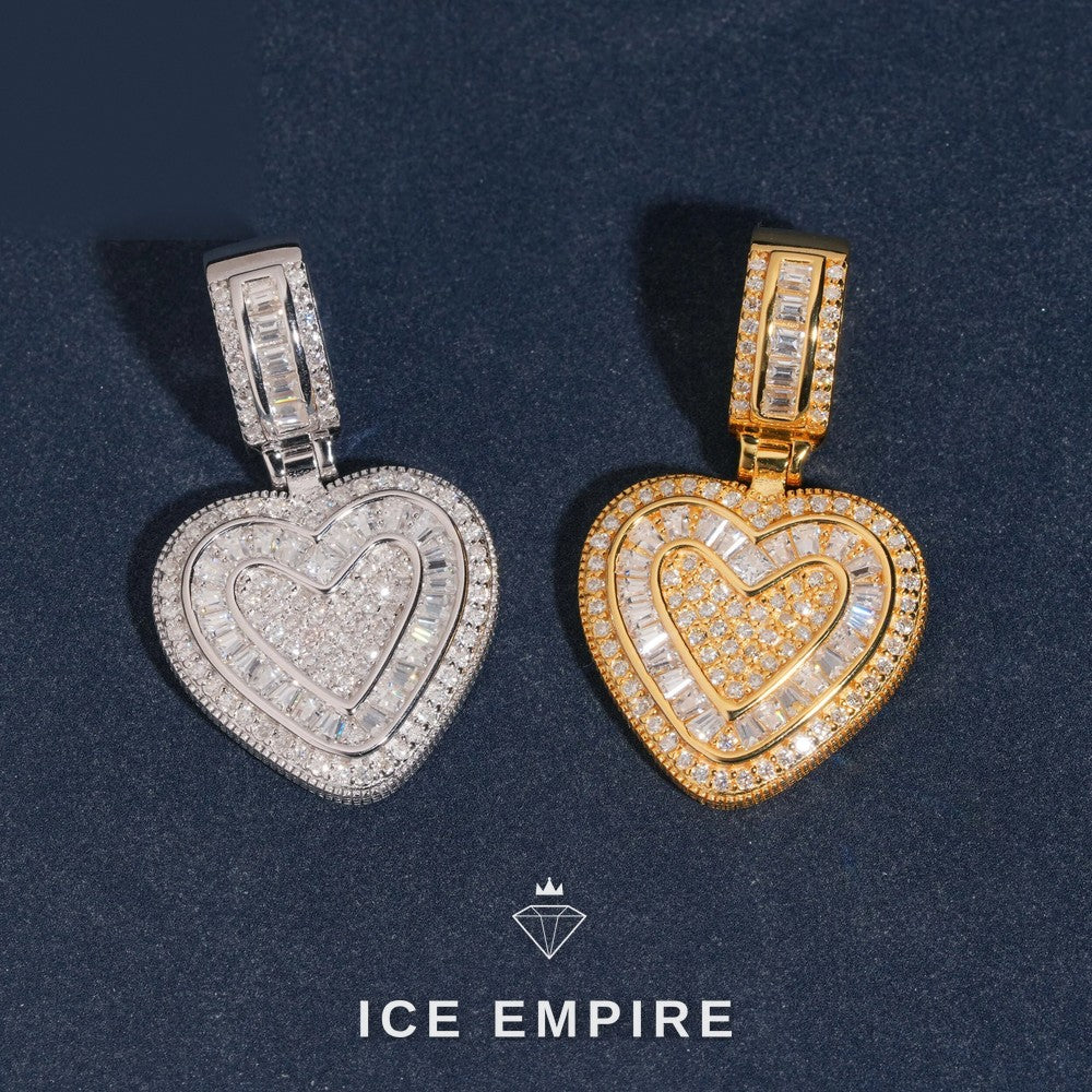 Iced Out Heart 925 Silver Pendant