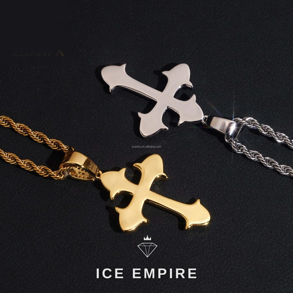 Iced Out Cross 925 Silver Pendant