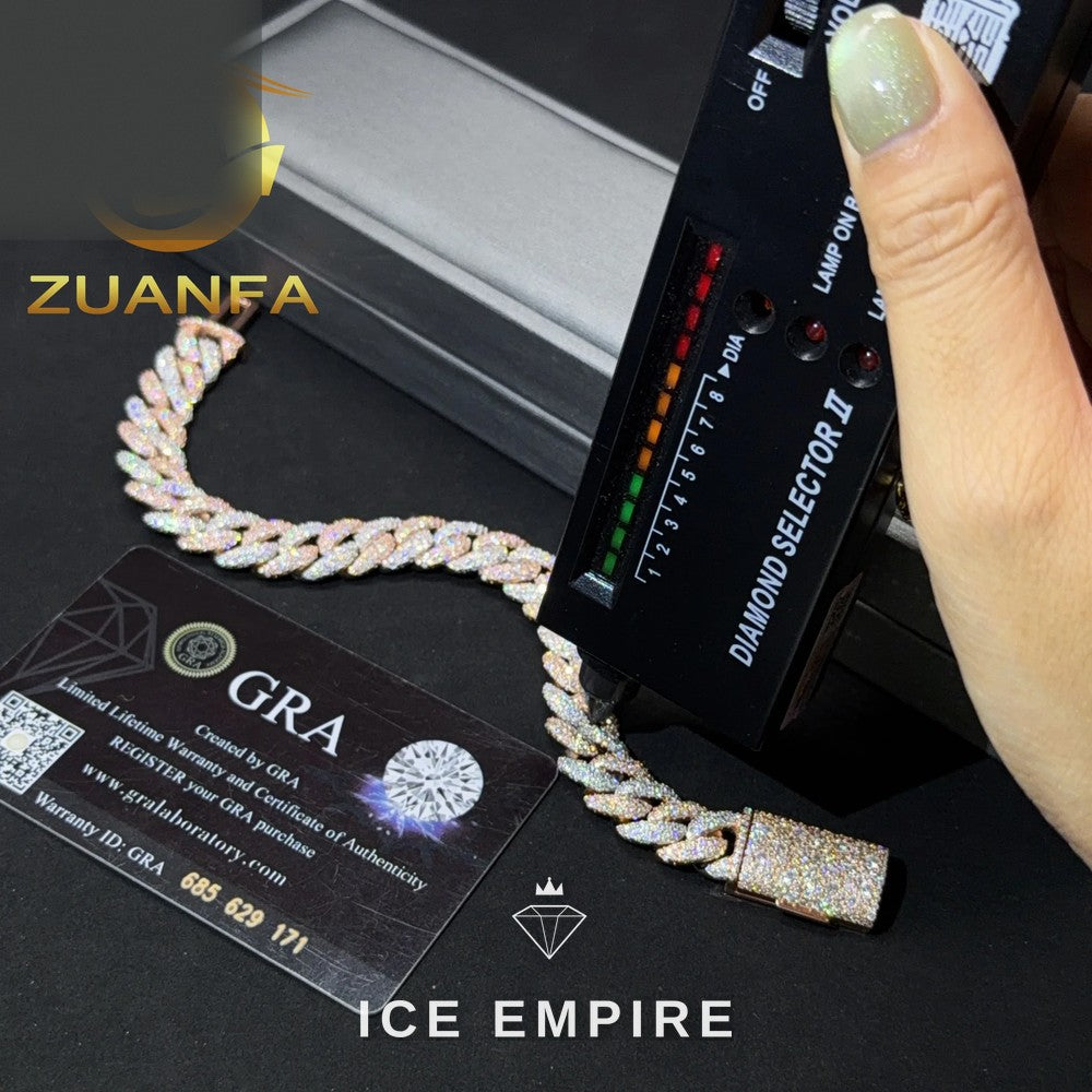 Iced Out 925 Silver Moissanite Cuban Chain