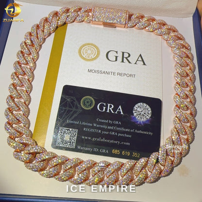 Iced Out Rose Gold Plated Moissanite Cuban Chain