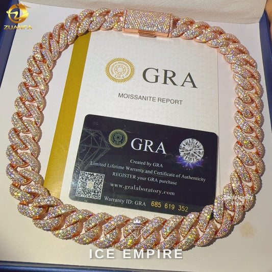 Iced Out Rose Gold Plated Moissanite Cuban Chain