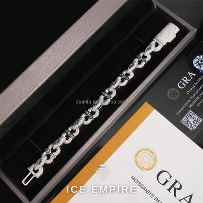 Iced Out 925 Silver Moissanite Cuban Chain