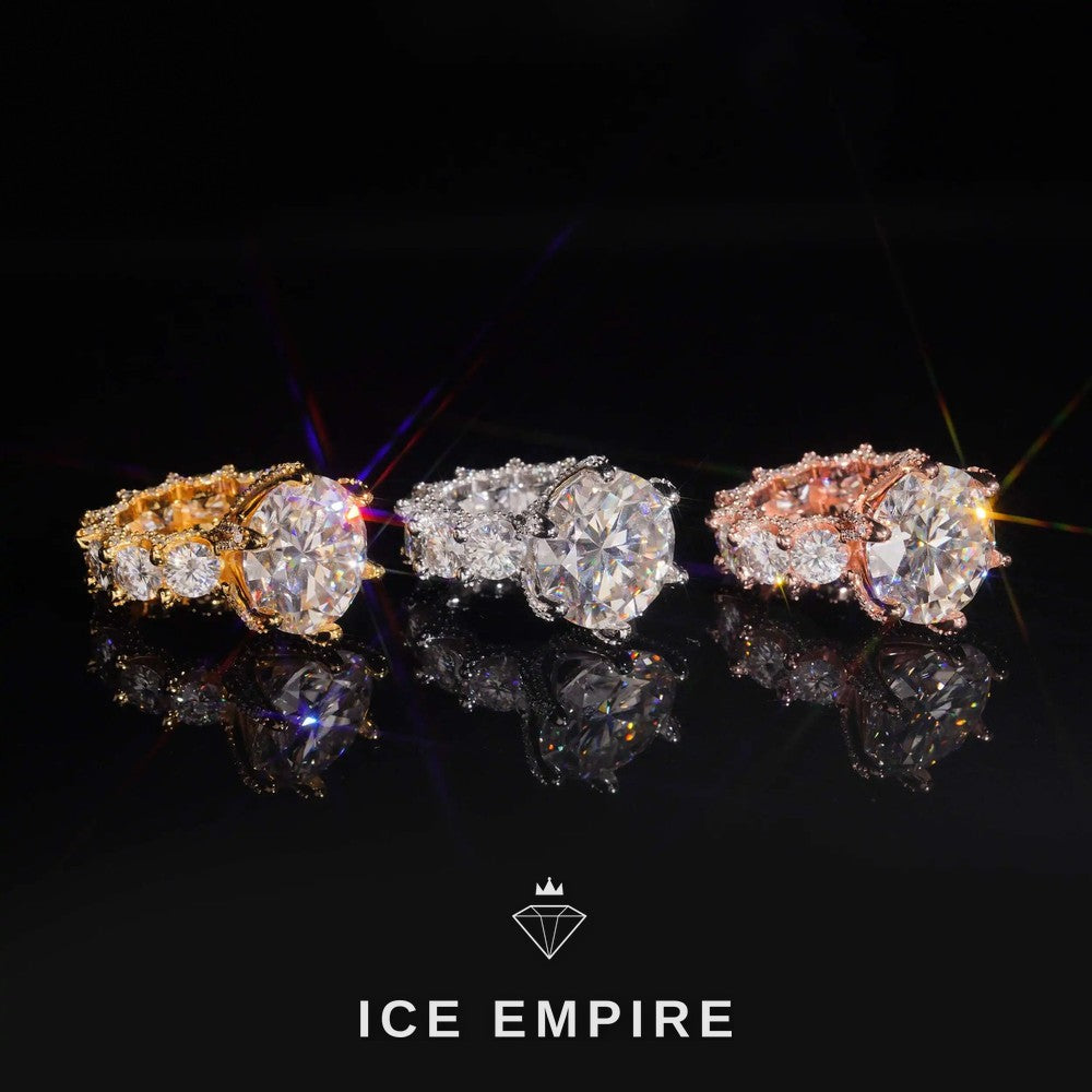 Iced Out Gold Plated Moissanite Engagement Ring