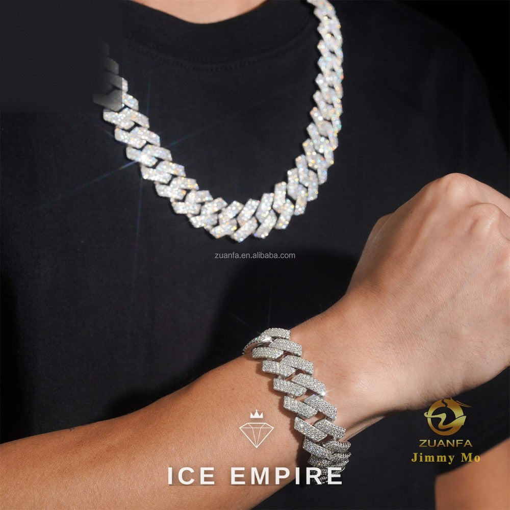 Iced Out 925 Silver Moissanite Cuban Chain