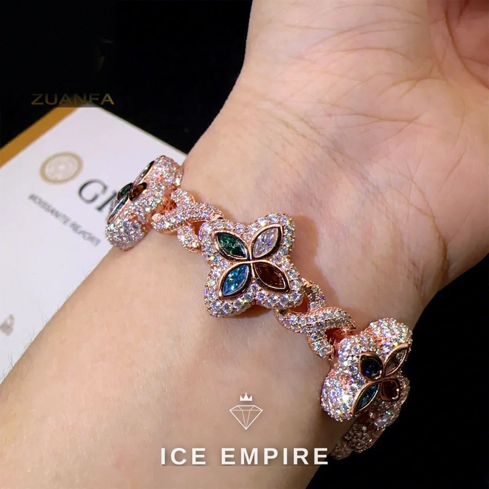 Iced Out 925 Silver Moissanite Cuban Chain
