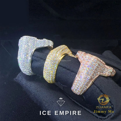Iced Out Cross 925 Silver Moissanite Ring