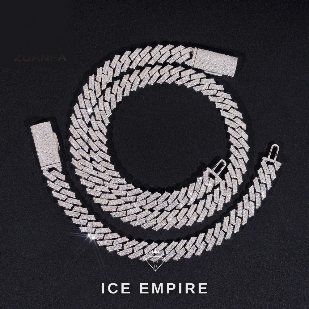 Iced Out 925 Silver Moissanite Cuban Chain