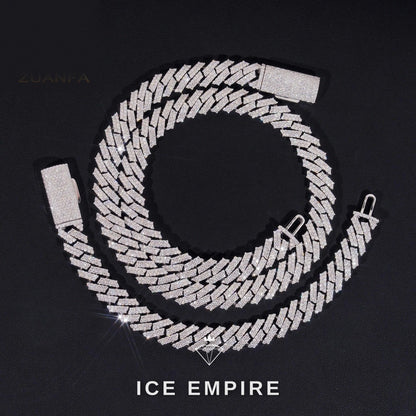 Iced Out 925 Silver Moissanite Cuban Chain