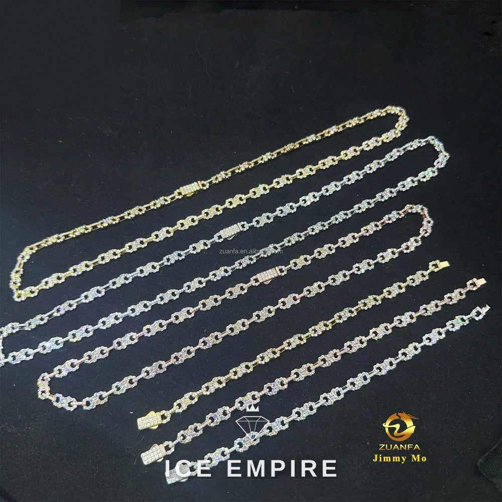 Iced Out Rose Gold Moissanite Cuban Chain
