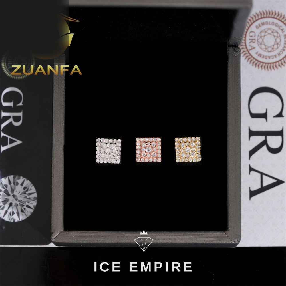 Iced Out Cluster 925 Silver Moissanite Stud Earrings