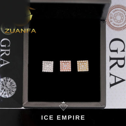 Iced Out Cluster 925 Silver Moissanite Stud Earrings