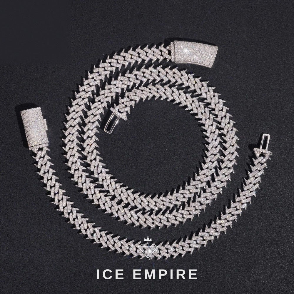Iced Out 925 Silver Moissanite Cuban Chain