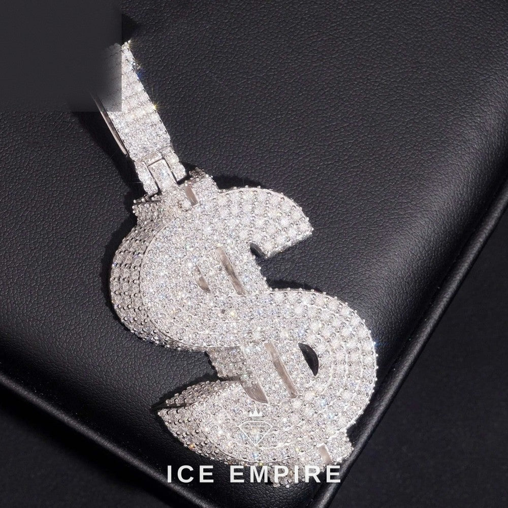 Iced Out Baguette 925 Silver Moissanite Pendant