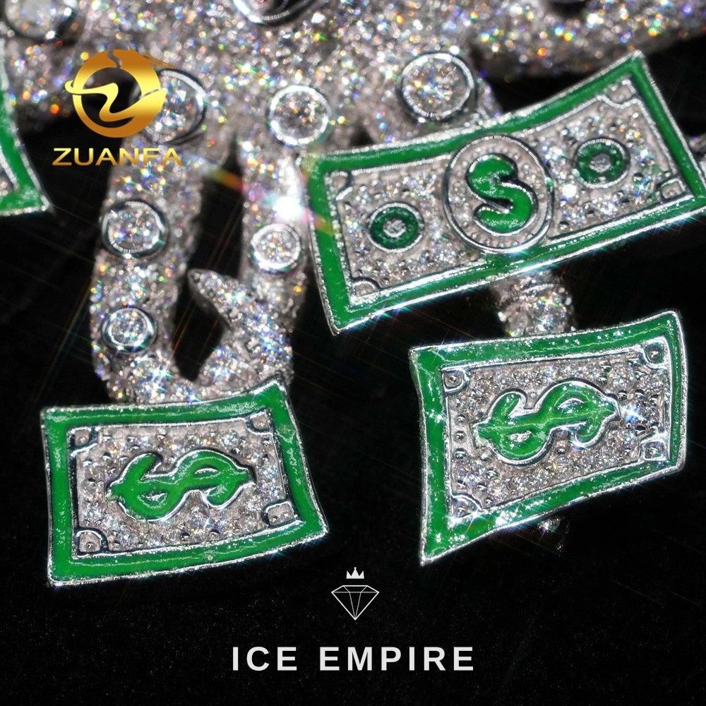 Iced Out Baguette 925 Silver Moissanite Pendant