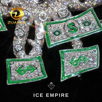 Iced Out Baguette 925 Silver Moissanite Pendant