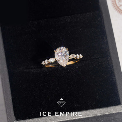 Iced Out 10K Gold Moissanite Engagement Ring