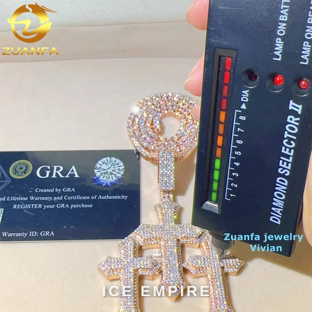 Iced Out Cross 925 Silver Pendant
