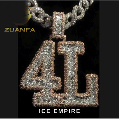 Iced Out Baguette Rose Gold Plated Moissanite Pendant