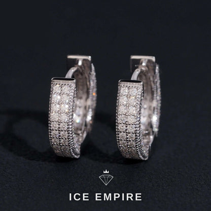 Iced Out 925 Silver Moissanite Hoop Earrings