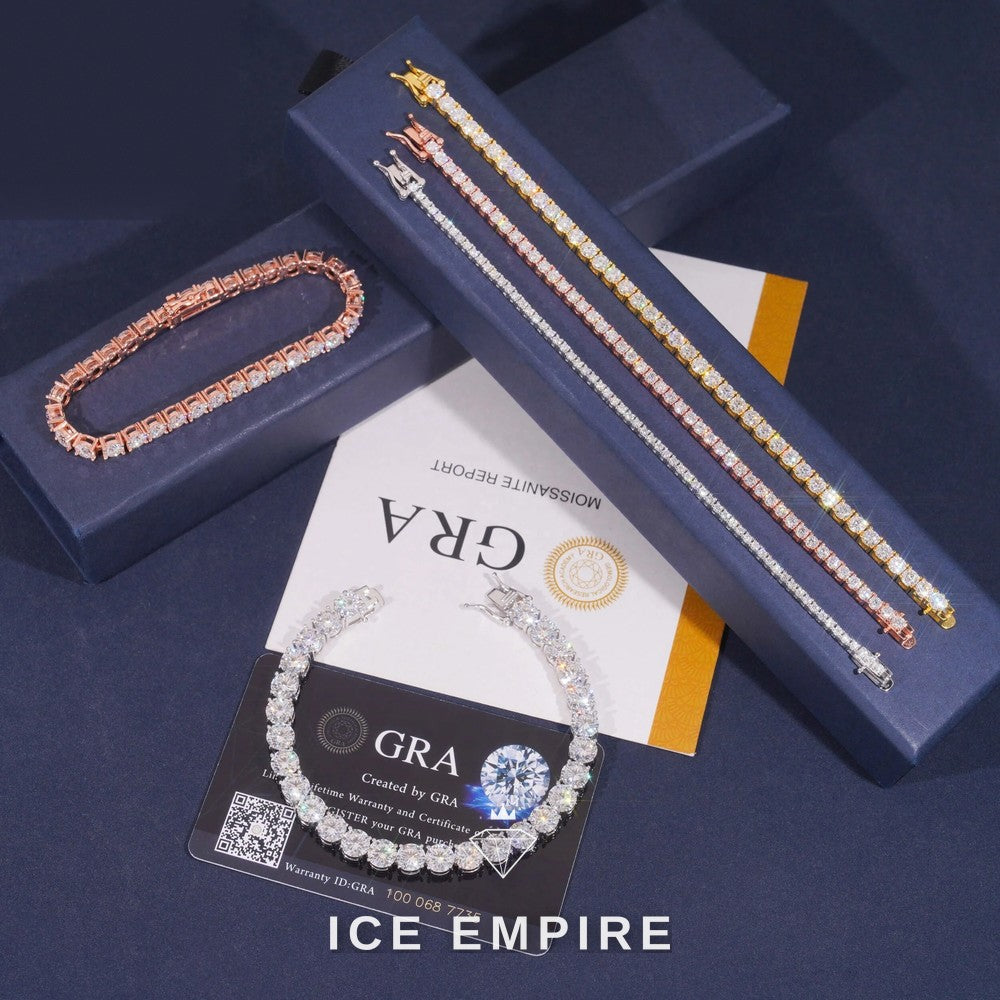 Iced Out 925 Silver Moissanite Tennis Chain