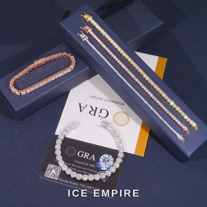 Iced Out 925 Silver Moissanite Tennis Chain