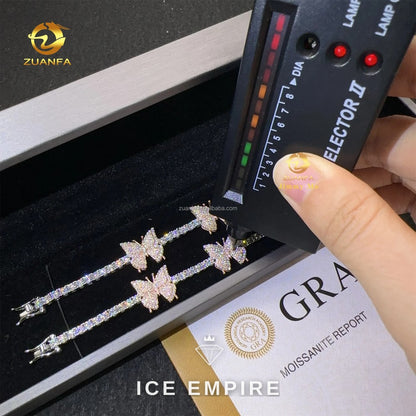 Iced Out Cluster Gold Plated Moissanite Tennis Chain