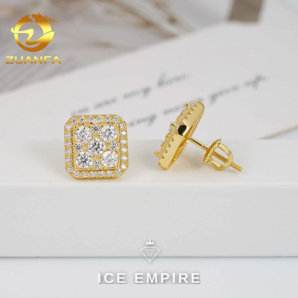 Iced Out Gold Plated Moissanite Earrings