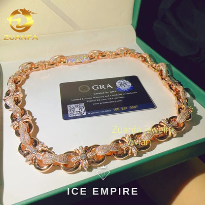 Iced Out Rose Gold Plated Moissanite Cuban Chain