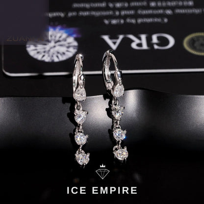 Iced Out 925 Silver Moissanite Hoop Earrings