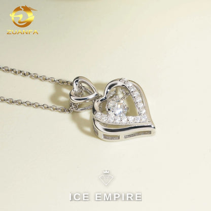 Iced Out Heart Rose Gold Plated Moissanite Pendant