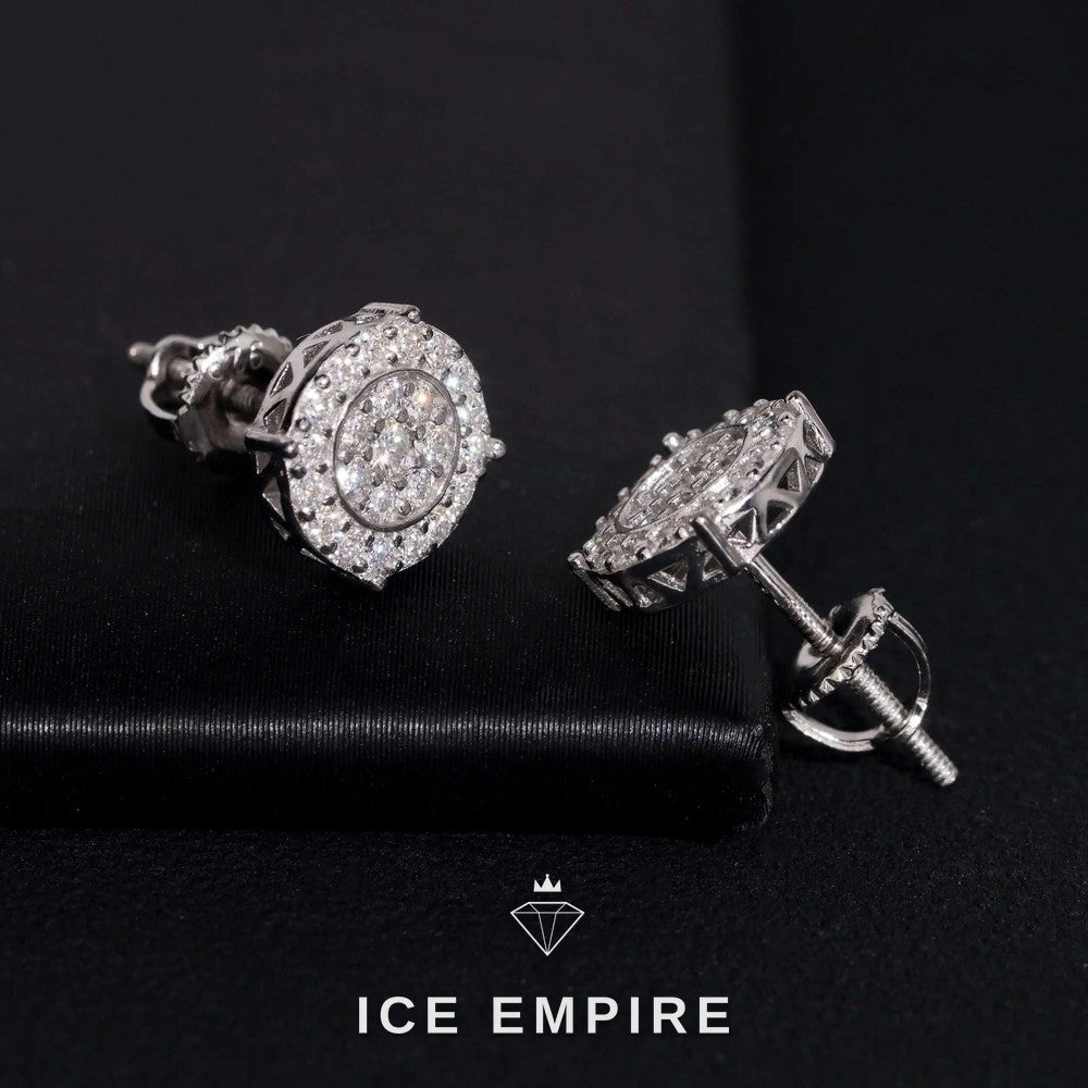 Iced Out 925 Silver Moissanite Stud Earrings