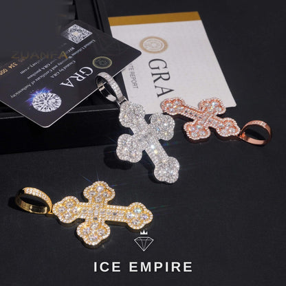 Iced Out Baguette 925 Silver Pendant