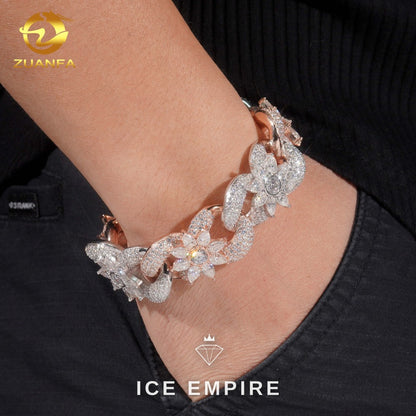 Iced Out 925 Silver Moissanite Cuban Chain