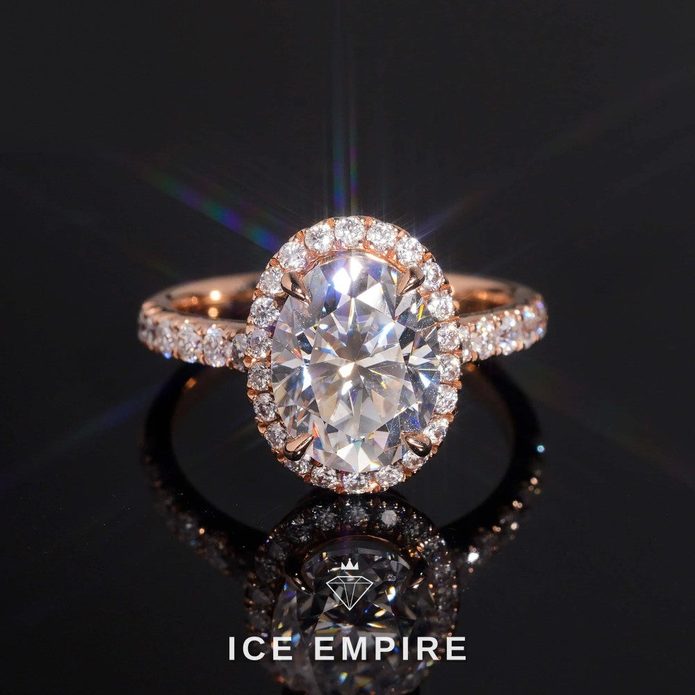 Iced Out Rose Gold Moissanite Engagement Ring