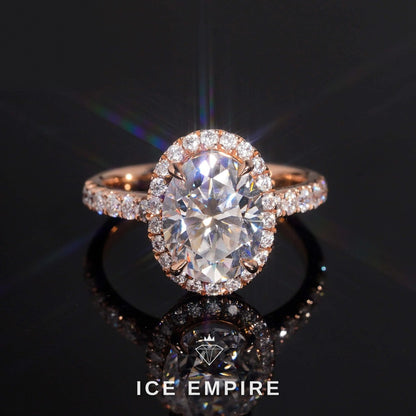 Iced Out Rose Gold Moissanite Engagement Ring