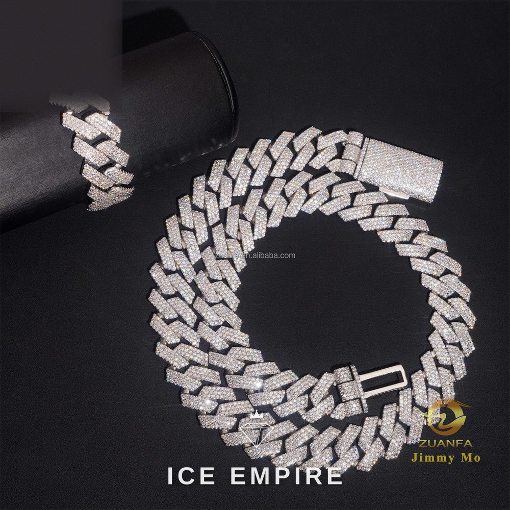 Iced Out 925 Silver Moissanite Cuban Chain