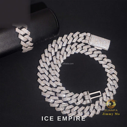 Iced Out 925 Silver Moissanite Cuban Chain