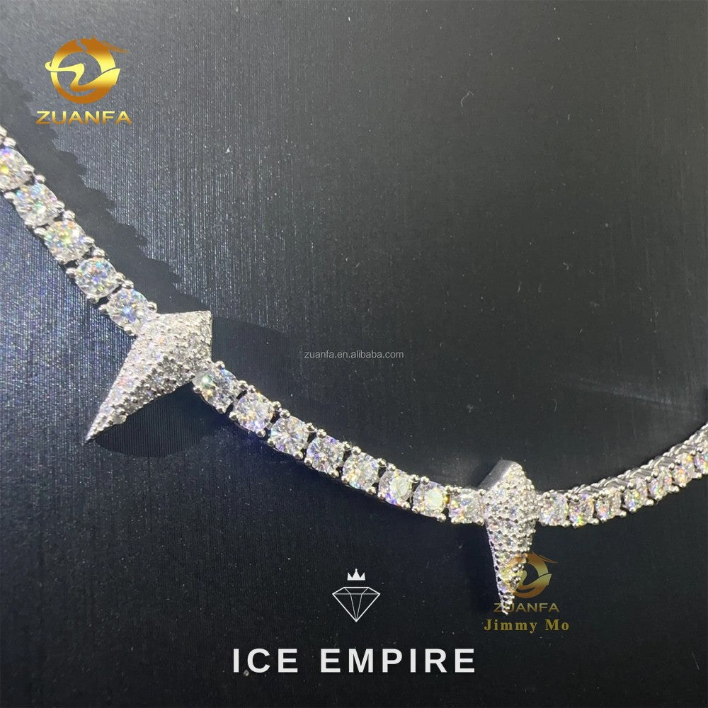 Iced Out Cluster Rose Gold Plated Moissanite Cuban Chain
