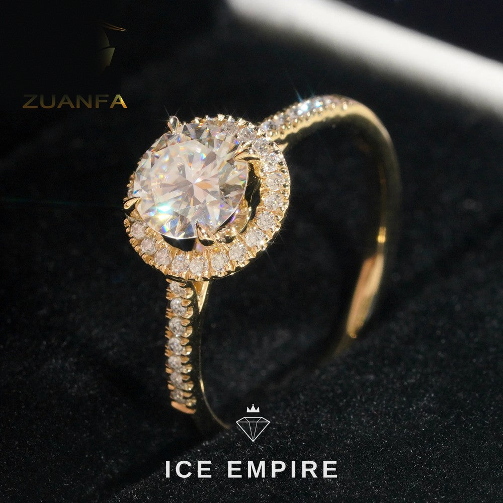 Iced Out 10K Gold Moissanite Engagement Ring