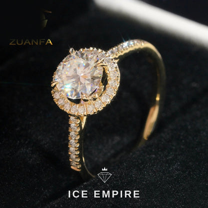 Iced Out 10K Gold Moissanite Engagement Ring