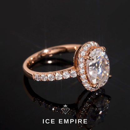 Iced Out Rose Gold Moissanite Engagement Ring