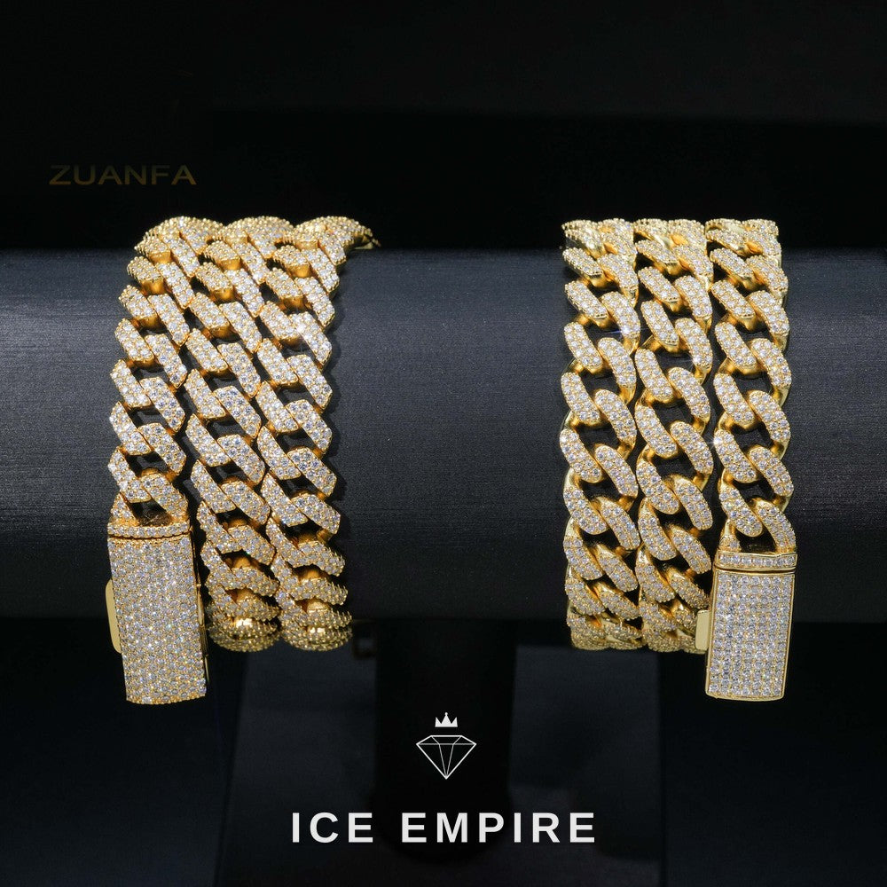 Iced Out Rose Gold Plated Moissanite Cuban Chain