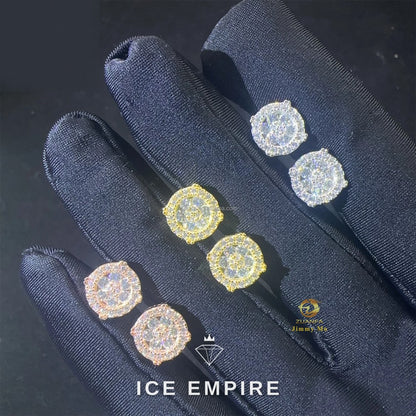 Iced Out 925 Silver Moissanite Stud Earrings