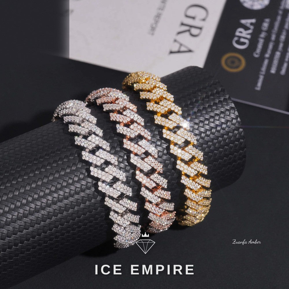 Iced Out Rose Gold Moissanite Cuban Chain
