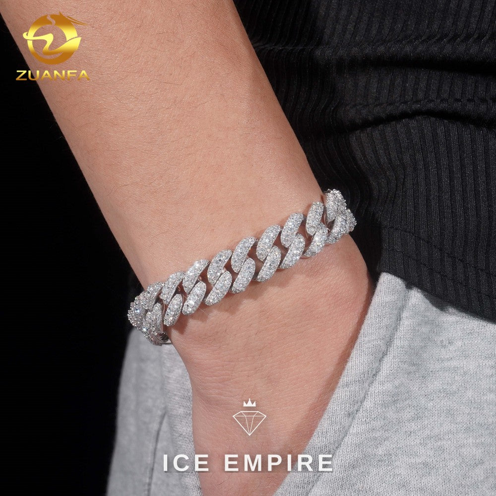 Iced Out 925 Silver Moissanite Cuban Chain