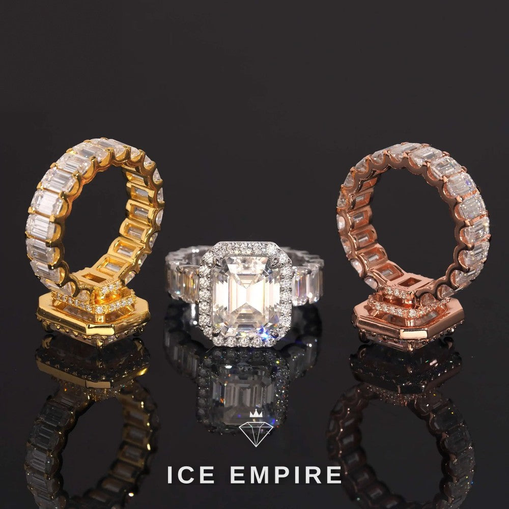 Iced Out 925 Silver Moissanite Engagement Ring