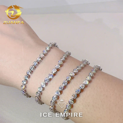 Iced Out 925 Silver Moissanite Tennis Chain