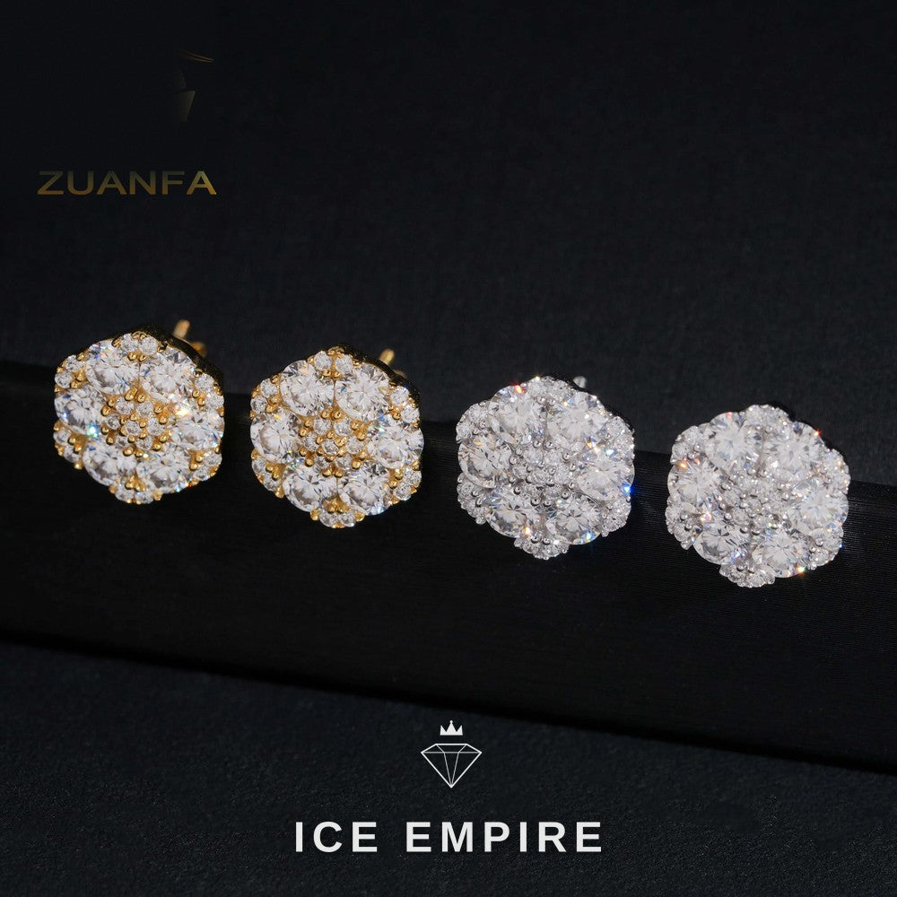 Iced Out Cluster 925 Silver Moissanite Earrings